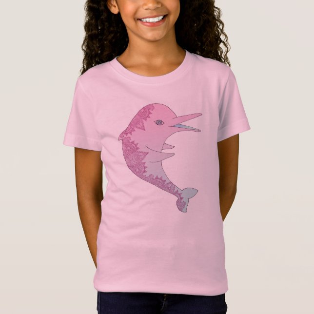 Rosa Delphin-T - Shirt (Vorderseite)