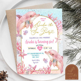 Rosa Delphinen Party Einladung