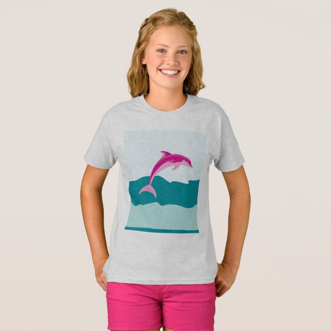 Rosa Delphinthema-Shirt T-Shirt (Vorne ganz)