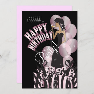 Rosa des alles- Gute zum Geburtstagdiva-Mädchen-| Einladung