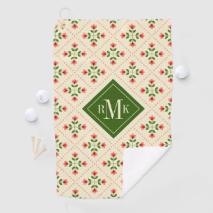 Rosa des Monogramm- u. grüne Steppdecken-mit Golfhandtuch