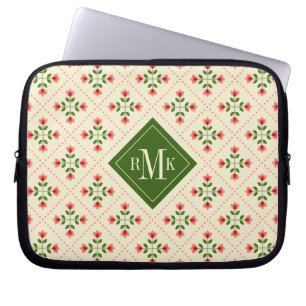 Rosa des Monogramm- u. grüne Steppdecken-mit Laptopschutzhülle