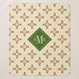 Rosa des Monogramm- u. grüne Steppdecken-mit Sherpadecke
