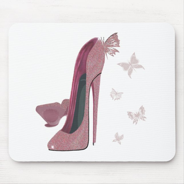 Rosa des Schein-Stilett-und Schmetterlinges Kunst Mousepad (Vorne)