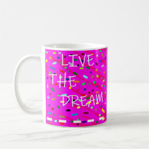 Rosa Design gemusterte Textworte heben Weiß hervor Kaffeetasse