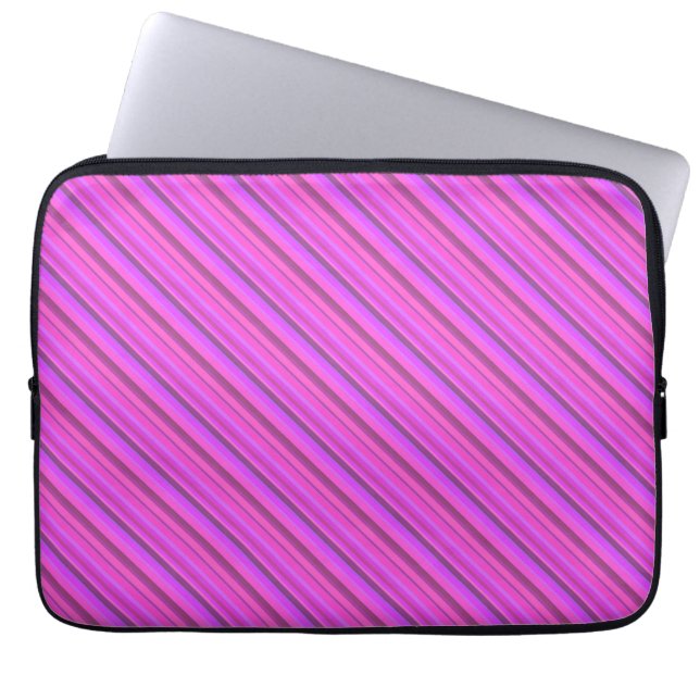 Rosa diagonale Streifen Laptopschutzhülle (Vorderseite)