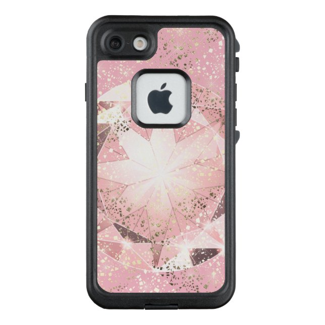 Rosa Diamant auf heller Pastete mit goldenem Spark (Rückseite)