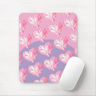 Rosa Diamant-Herz-Muster – Süß und Stylisch Mousepad