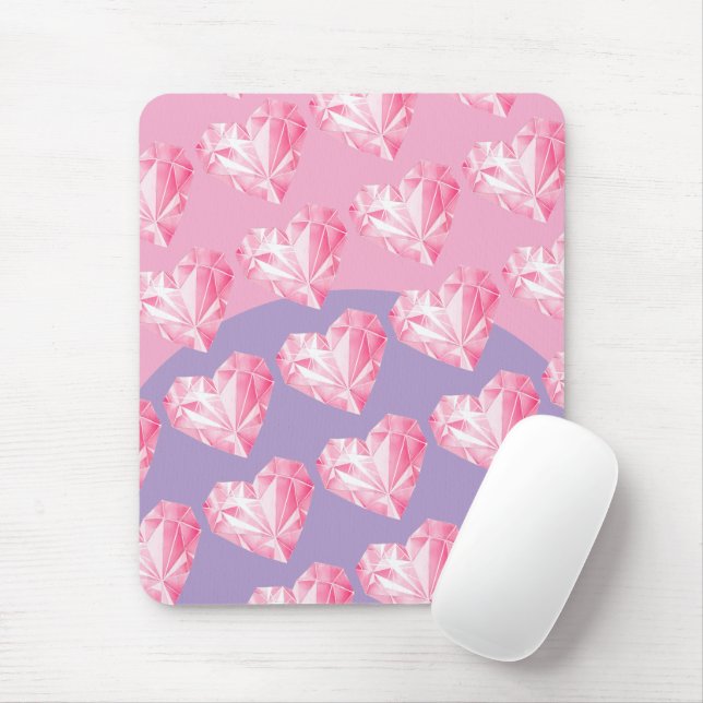 Rosa Diamant-Herz-Muster – Süß und Stylisch Mousepad (Mit Mouse)