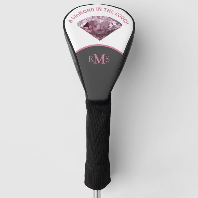 Rosa Diamant im rauen Personalisiert Golf Headcover (Vorderseite)