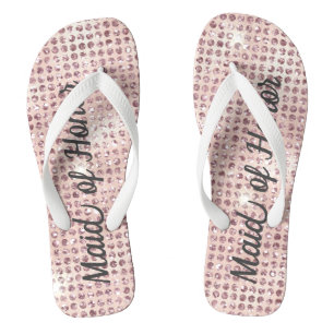 Rosa Diamantbesetzte Glam Hochzeit Brautjungfer Flip Flops