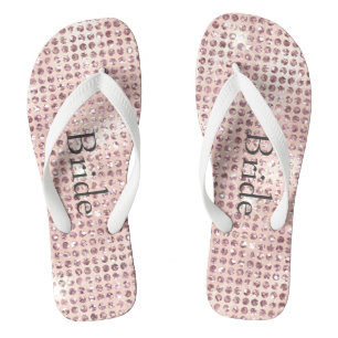 Rosa Diamantbesetzte Glam Hochzeitsbraut Flip Flops