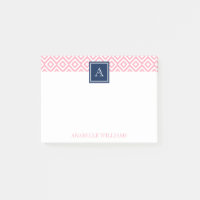 rosa Diamanten-Muster und Navy-Monogramm