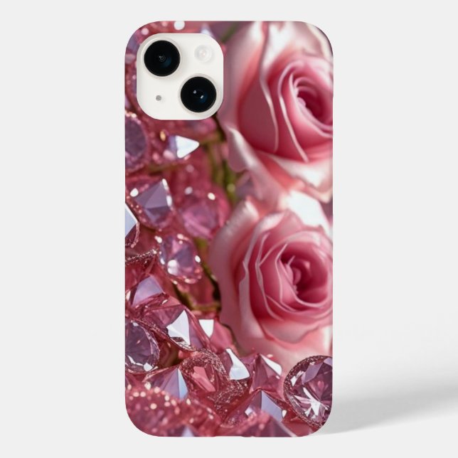 Rosa Diamanten und Petalen Case-Mate iPhone Hülle (Rückseite)