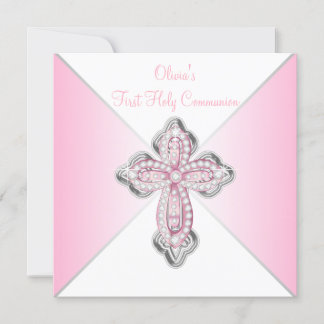 Rosa Diamond Kreuz Rosa Erste heilige Kommune Einladung