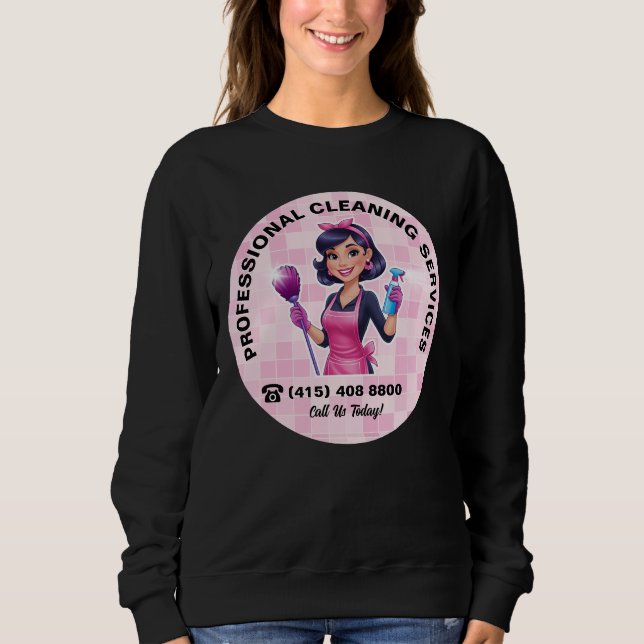 Rosa Dienstmädchen-Reinigungsservice-Uniform Sweatshirt (Vorderseite)