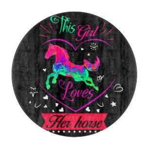 Rosa dieses Mädchen Liebe ihr Pferd Schneidebrett