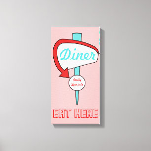Rosa Diner-Schild Leinwand