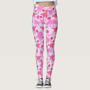 Rosa Dino-Muster L Lila Hintergrund Leggings