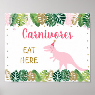 Rosa Dinosaurier Carnivores Geburtstagsschild Poster
