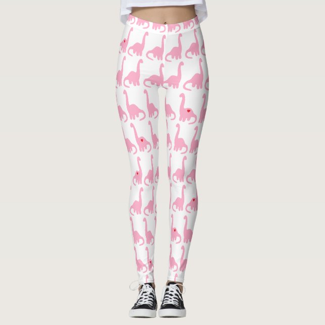 Rosa Dinosaurier-Leggings Leggings (Vorderseite)