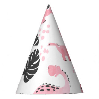 Rosa Dinosaurier: Niedliches Kindermuster. Partyhütchen