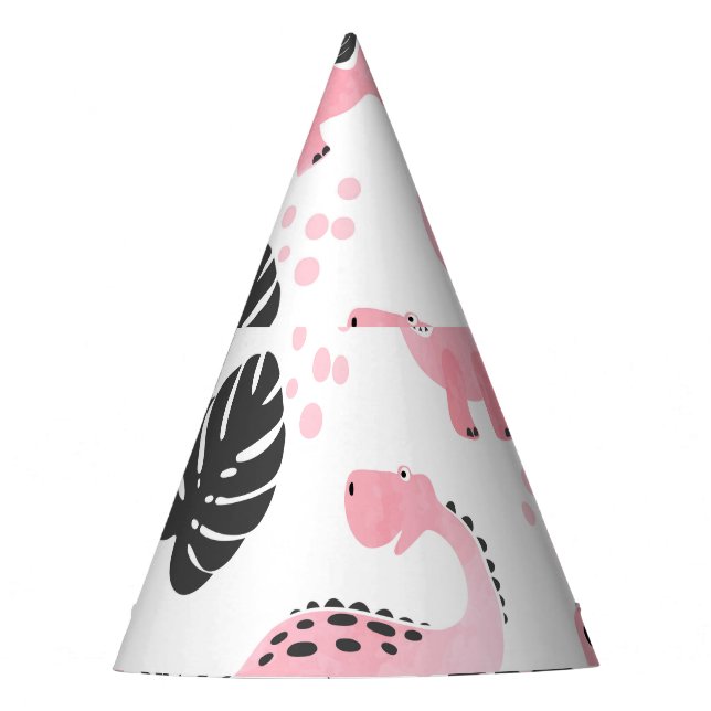 Rosa Dinosaurier: Niedliches Kindermuster. Partyhütchen (Vorderseite)