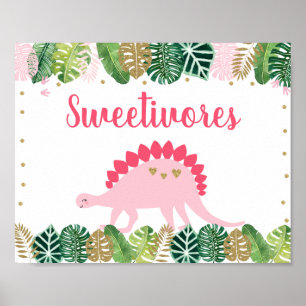 Rosa Dinosaurier Sweetivores Geburtstagsschild Poster