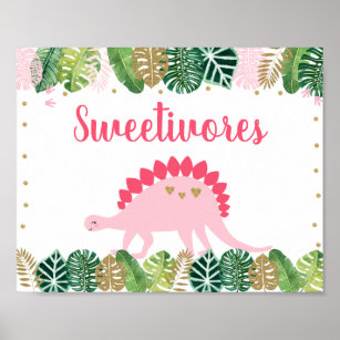 Rosa Dinosaurier Sweetivores Geburtstagsschild Poster