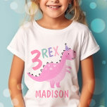 Rosa Dinosaurier Three Rex 3. Geburtstags-Party T-Shirt<br><div class="desc">Pink Dinosaurier Three Rex 3. Geburtstag Party T - Shirt Alle Designs sind © PIXEL PERFECTION PARTY LTD</div>