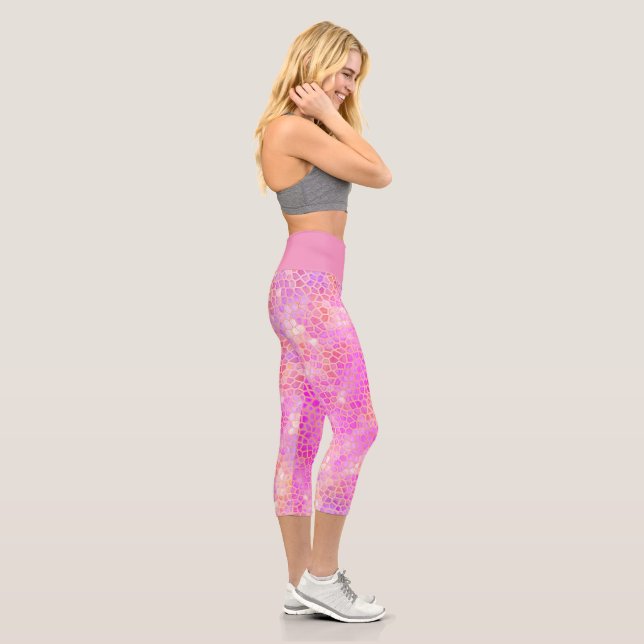 Rosa Dinosaurier verborgen Capri Leggings (Rechts)