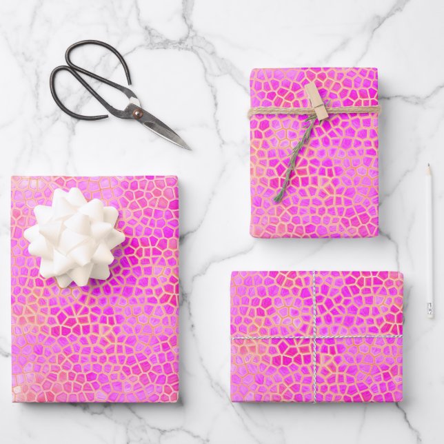 Rosa Dinosaurier verborgen Geschenkpapier Set (Vorderseite)