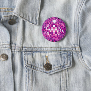 Rosa Disco Ball Button
