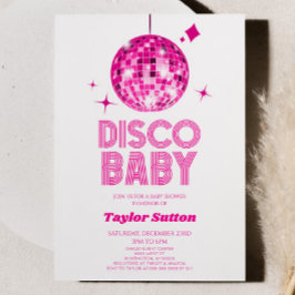 Rosa Disco Ball Disco Kinderdusche Einladung