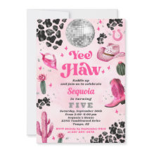 Rosa Disco Cowgirl Geburtstagsfeier Einladung