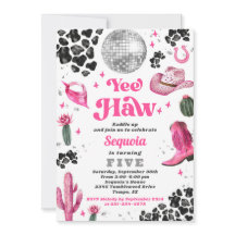 Rosa Disco Cowgirl Geburtstagsfeier Einladung