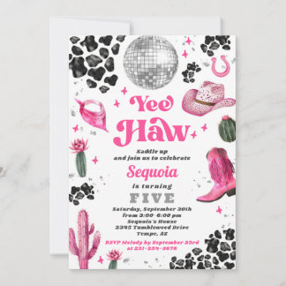 Rosa Disco Cowgirl Geburtstagsfeier Einladung