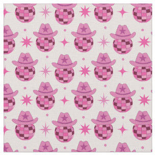 Rosa Disco-Cowgirl-Hut-Muster mit Sternen Stoff