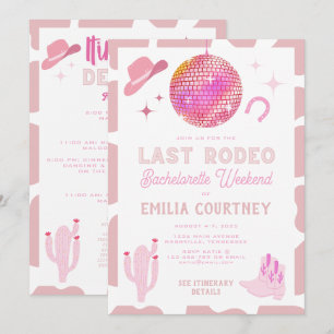 Rosa Disco-Cowgirl Letztes Rodeo-Junggesellinnenab Einladung