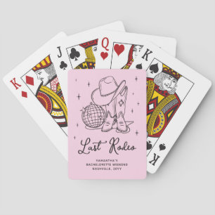 Rosa Disco-Cowgirl Letztes Rodeo Junggesellinnenab Spielkarten