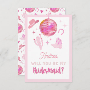 Rosa Disco Cowgirl Rodeo Be my Bridesmaid Begleitkarte