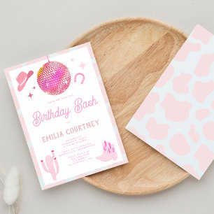 Rosa Disco Cowgirl Western Rodeo Birthday Bash Einladung