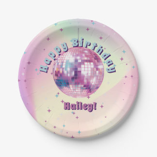 Rosa Disco Geburtstagsparty Plate Pappteller