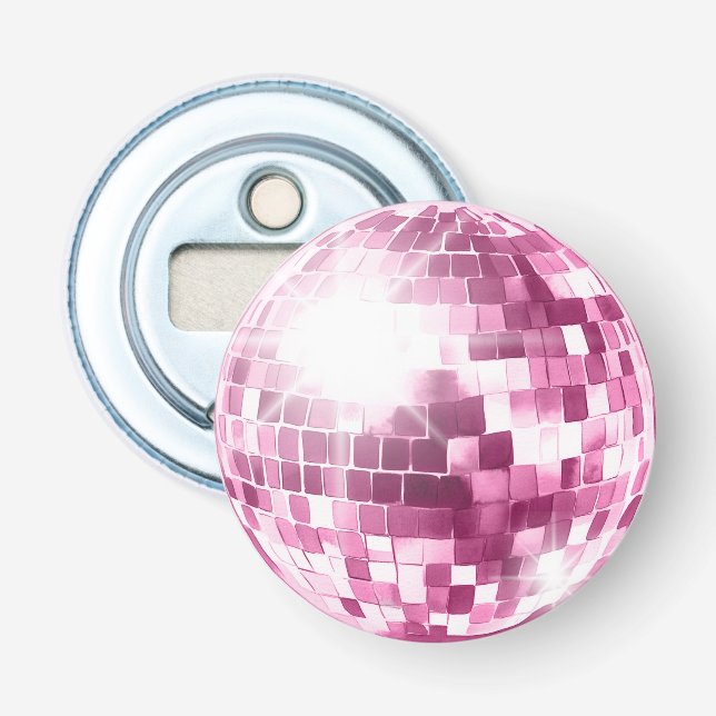 Rosa Disco-Kugel Flaschenöffner (Vorderseite)