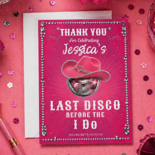 Rosa Disco-Kugel Junggesellinnenabschiedsparty Dankeskarte