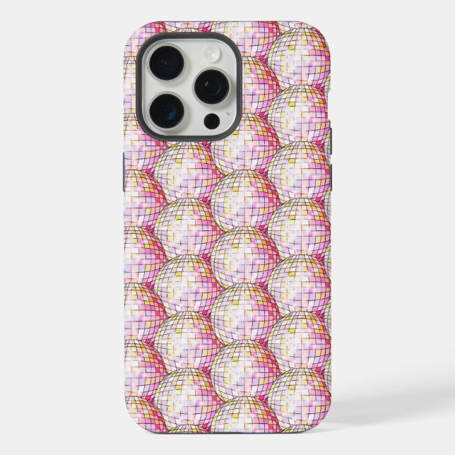 Rosa Disco-Kugel-Muster iPhone Hülle (Rückseite)