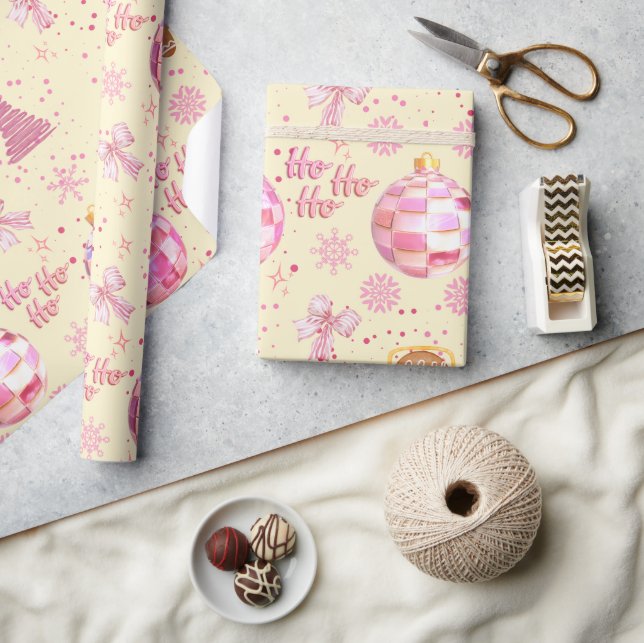 Rosa Disco-Kugel-Weihnachtspapier Geschenkpapier (Kunsthandwerk)