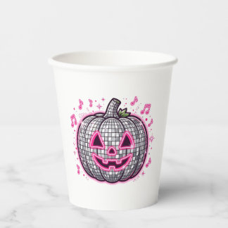 Rosa Disco-Kürbis-Halloween-Party-Papierbecher Pappbecher