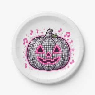 Rosa Disco-Kürbis-Halloween-Party-Teller Pappteller