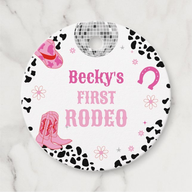 Rosa Disco Rodeo Wild West Girl Geschenkanhänger (Vorderseite)
